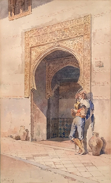 Guitarist in front of the mosque